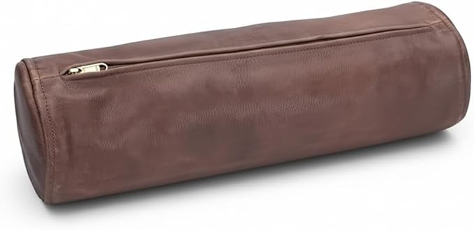Leather Cylindrical Cushion Cover – 100% Lambskin Round Bolster Pillow Cover | Handmade Ergonomic Roll for Head, Neck & Back | Decorative Home & Sofa Accessory (16" x 5")