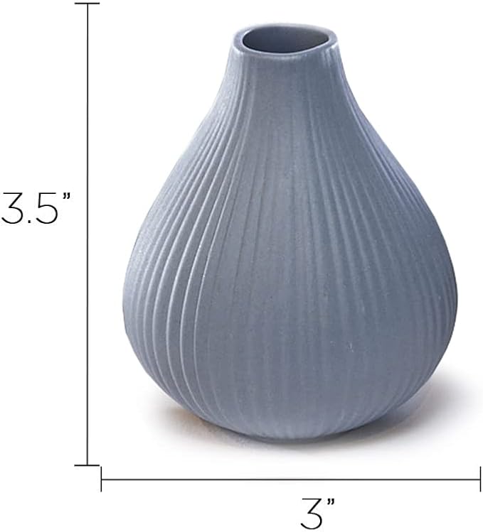 Chive ‘Frost’ Ceramic Flower Vase — Set of 6 Beautiful Small Bud Vases for Flowers & House Plants — Perfect Shelf Centerpieces and Living Room Decor — Assorted Colors