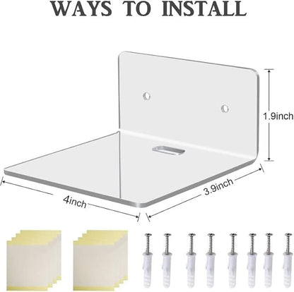 8 Pack Small Wall Shelf, 4'' Acrylic Shelves Display Ledges for Storage & Decoration, Small Floating Shelf for Wall with 2 Types of Installation (Adhesive or Screw)