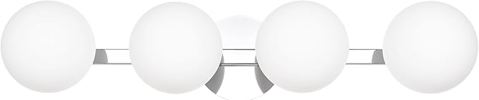 Chrome Globe Bathroom Vanity Light Fixtures, Modern 4 Lights Wall Lighting, Porch Wall Mount Light Fixture for Bathroom, Over Mirror Cabinets Hallway Stairs