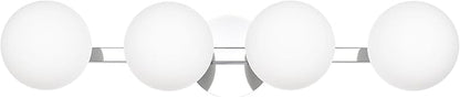 Chrome Globe Bathroom Vanity Light Fixtures, Modern 4 Lights Wall Lighting, Porch Wall Mount Light Fixture for Bathroom, Over Mirror Cabinets Hallway Stairs