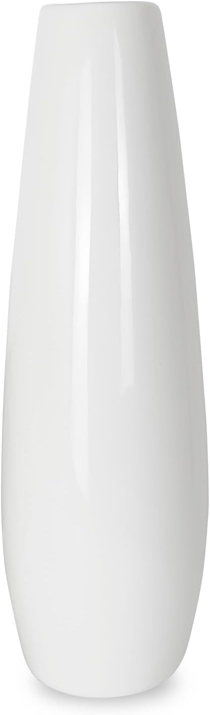 12Inch Tall White Ceramic Flower Vase,Home Decor White Vases for Pampas Grass,Modern Textured Vases for Living Room Decorations,Shelf,Table Centerpieces,Farmhouse Small Ceramic Vase