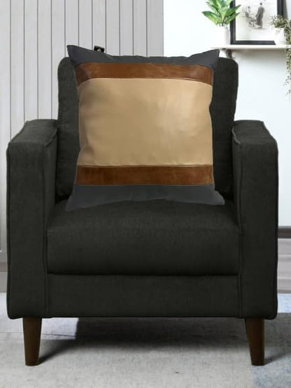 LL LEATHER LOVERS Lambskin Leather Pillow Cover - Sofa Cushion Case - Decorative Throw Covers for Living Room & Bedroom, 22x22 Inches - Multi Color 02 Pack of 2