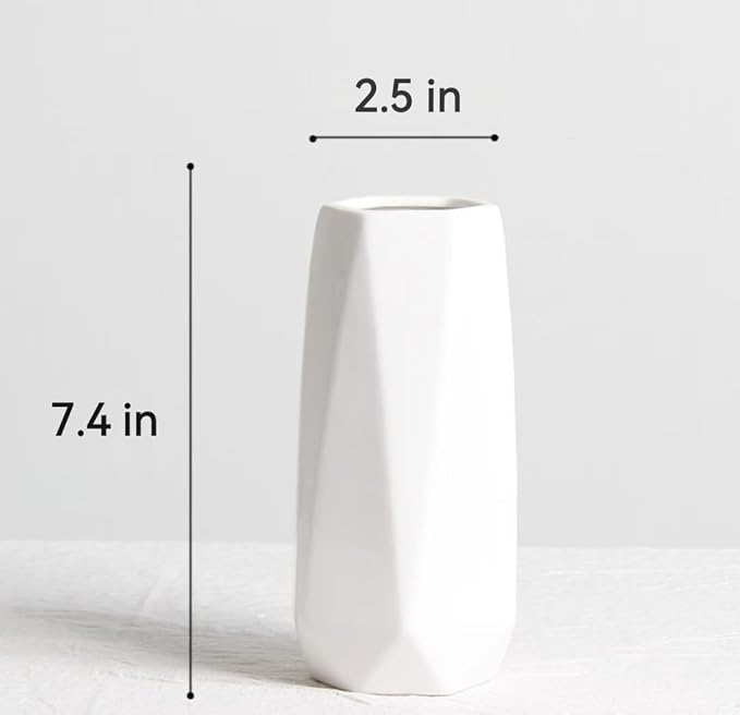 Small White vase,7.5 inch Ceramic Flower Vases Minimalism Style for Modern Table Shelf Centerpiece Home Decor Fit for Housewarming, Weddings, Birthday,Thanksgiving Day,Halloween Christmas