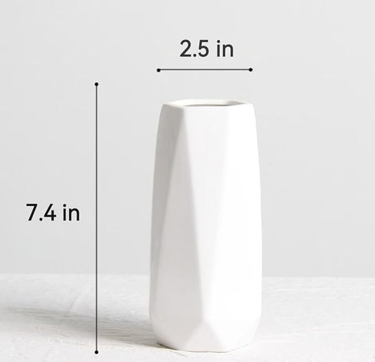 Small White vase,7.5 inch Ceramic Flower Vases Minimalism Style for Modern Table Shelf Centerpiece Home Decor Fit for Housewarming, Weddings, Birthday,Thanksgiving Day,Halloween Christmas