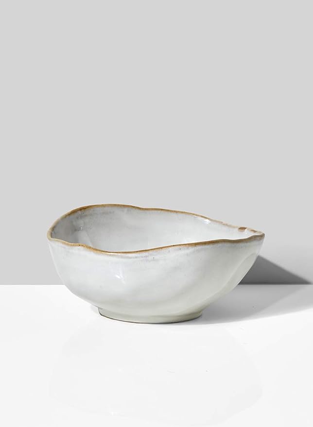Serene Spaces Living Large Free-Form Edge Glazed Ceramic Bowl, Centerpiece for Vintage Weddings, Events, Measures 6" Long, 5.5" Wide, 2.75" Tall, Pack of 4