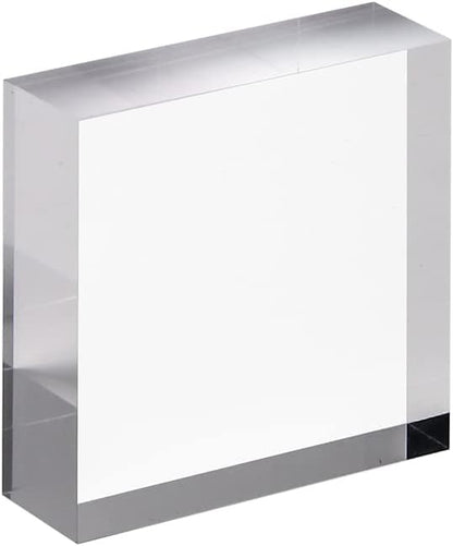CiaoHER 1in Thickness 3in Square Acrylic Cube Display Block Clear Polished Pedestal Stand Riser Solid Base 3" x 3" x 1", 2 Pack