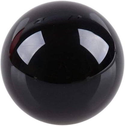 100mm Natural Black Obsidian Stone Sphere with Wooden Stand, Polished Crystal Ball Decoration for Home & Office