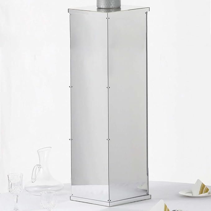 Efavormart 40" Silver Mirror Finish Wedding Decor Ideas - Clear Display Box with Interchangeable Lid and Base - Perfect for Centerpiece Display in Weddings, Baby Showers, Parties