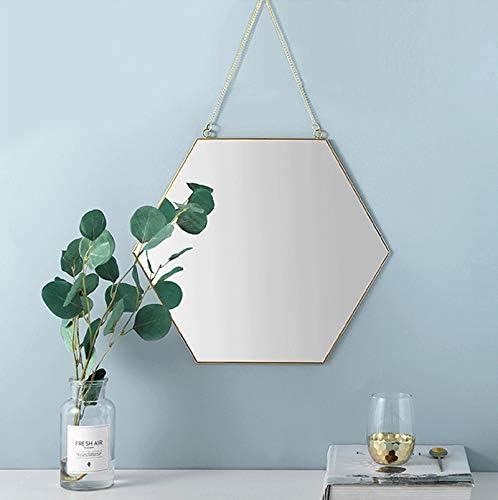 Dahey Gold Hexagon Mirror Wall Decor Small Decorative Mirror Hanging Mirrors for Wall Home Bathroom Bedroom Living Room Dorm College Office, 11.81"X10.24", Small, Gold