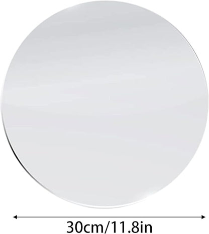 DARENYI 12 inch Glass Round Mirror with Adhesive Tapes, Frameless Wall Mounted Circle Mirror for Wall Door Home Bathroom Bedroom Living Room Decor