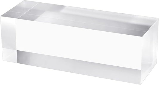 CiaoHER 2in Thickness Solid Acrylic Cube Display Block Clear Polished Pedestal Stand Riser Solid Base 2" x 2" x 6", 1 Pack