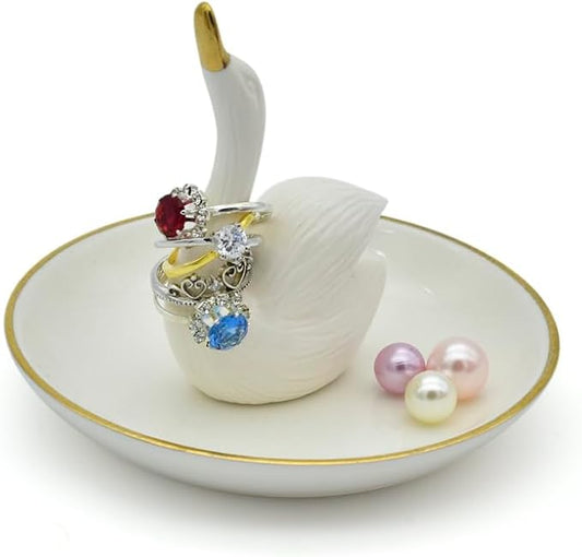 Swan Posture Trinket Tray Decorative Ring Holder Jewelry Storage Dish