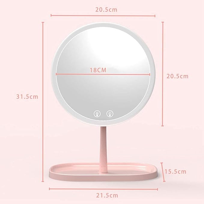 Professional Lighted Makeup Mirror Tabletop Mirror 9 Inch Freestanding Mirror with Pedestal for Makeup Swivel Cosmetic Mirror Portable High Definition Cosmetic LED Vanity Mirror