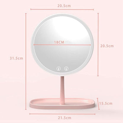 Professional Lighted Makeup Mirror Tabletop Mirror 9 Inch Freestanding Mirror with Pedestal for Makeup Swivel Cosmetic Mirror Portable High Definition Cosmetic LED Vanity Mirror