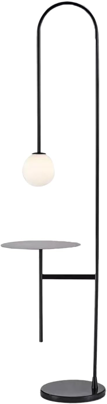 Arched Floor Lamp Modern Nordic Style with Glass Shade and Shelves Geometric Ball LED Lighting for Living Room Bedroom