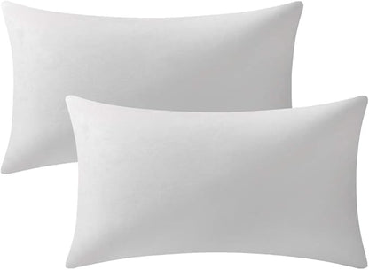 Decorative Pillow Cases 12x20 White (Covers ONLY) : 2 Pack Cozy Soft Velvet Rectangular Throw Pillow Covers for Farmhouse Home Decor