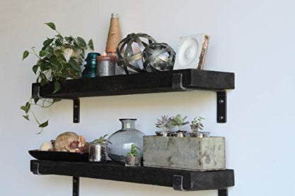 Urban Legacy Accent Shelves | Reclaimed Barn Plank | Set of 2 with Full Brackets (Coffee Bean 36x 7"x 2")