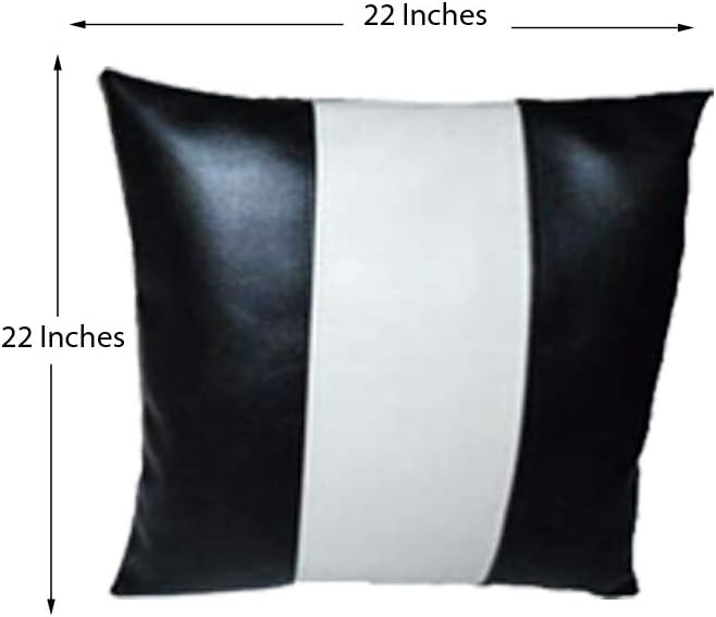 D DOLLY LAMB Lambskin Leather Pillow Cover - Sofa Cushion Case - Decorative Throw Covers for Living Room & Bedroom, 14x14 Inches - Black and White Pack of 1