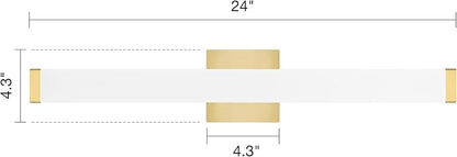 Bathroom Vanity Light Brushed Nickel Square LED 24 inch 14W 4000K Natural White Light Wall Bar Lighting Fixtures Over Mirror (Metal Brass, 24in)