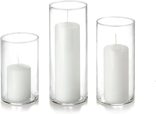 Yummi Set of 36 Slim Pillar & Cylinder Candles – White
