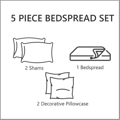 CHIXIN Oversized King Bedspread 128x120 Extra Wide - Lightweight Bedding Cover - Beautiful Stitching - 5 Piece Reversible Bedspread - Gorgeous Damask Paisley Pattern (King/Cal King, Pure White)