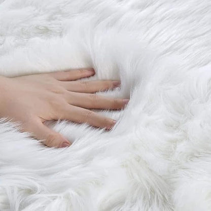 White Faux Sheepskin Shag Fur Runner Rugs for Living Room Bedroom Fluffy Washable Furry Area Rug 2x6 Nursery Rug Teen Room Décor