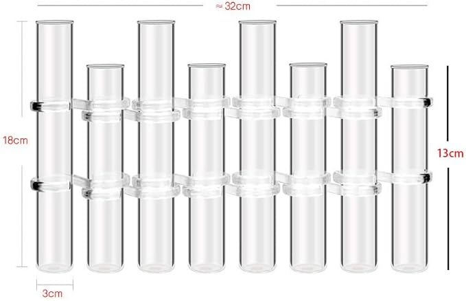 8PCS Test Tube Vases Decorative Glass Flower Vase Hinged Flower Vases Planter Flower Arranging Container Hydroponic Flower Holder Decor with 15PCS Hooks and 2PCS Brushes (VASES-B)