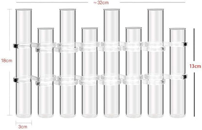 8PCS Test Tube Vases Decorative Glass Flower Vase Hinged Flower Vases Planter Flower Arranging Container Hydroponic Flower Holder Decor with 15PCS Hooks and 2PCS Brushes (VASES-B)