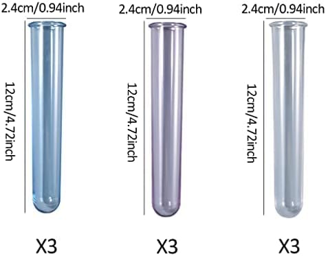 FineInno 9 Pcs Test Tubes, Plastic Plant Propagation Station Silicone Molds Transparent Tubes, Flowers Acrylic Test Tubes Round for Casting Mold