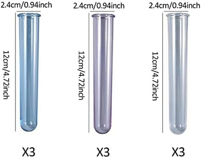 FineInno 9 Pcs Test Tubes, Plastic Plant Propagation Station Silicone Molds Transparent Tubes, Flowers Acrylic Test Tubes Round for Casting Mold
