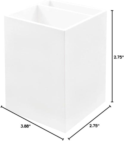 JAM PAPER Plastic Pen Holder - White - Desktop Pencil Cup - Sold Individually