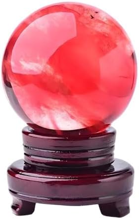 Natural Red Melting Healing Crystal Gemstone Sphere Ball for Reiki Balancing Meditation Energy Home and Office Decoration (6cm, Artificial Crystal)
