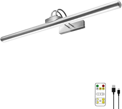 26" Wireless Picture Lights, Rechargeable Battery Art Display Light with Remote Control, Dimmable/Timer Off Dartboard Light, 3 Lighting Modes Full Metal Painting Display Lights (Nickel-1 Pack)