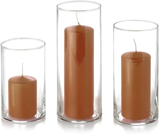 yummi Set of 36 Slim Pillars & Cylinder Candles – Toffee