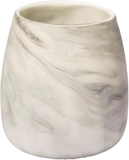 Maklaine Traditional Short Gray/Cream Ceramic Abstract Pattern Vase
