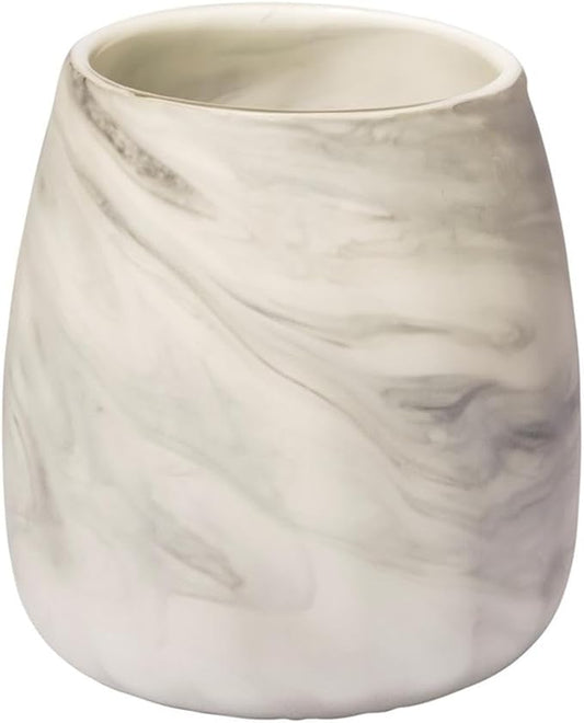 Maklaine Traditional Short Gray/Cream Ceramic Abstract Pattern Vase