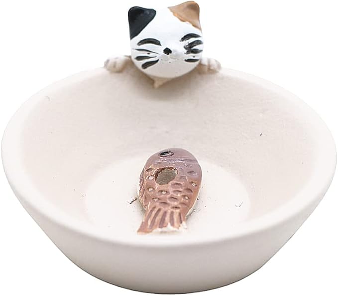 Newwe Incense Holder Resin Incense Stick Burner Small Cat Incense Sticks Holder ,Mini Cute Animal Statue Home Insencents Burner
