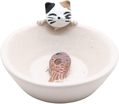 Newwe Incense Holder Resin Incense Stick Burner Small Cat Incense Sticks Holder ,Mini Cute Animal Statue Home Insencents Burner