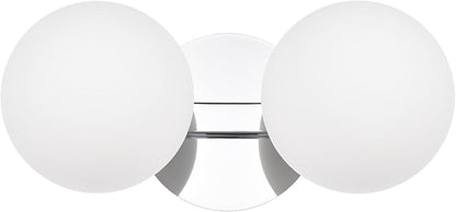 Bathroom Vanity Light Fixtures, Modern 2 Lights Globe Wall Sconce Lighting Chrome, Porch Wall Mount Light Fixture for Bathroom, Mirror Cabinets Hallway Stairs