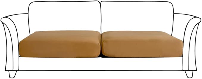 HOOBUY Waterproof Couch Cushion Cover 2Pieces Stretch Sofa Slipcovers Furniture Protector with Elastic Suitable for Loveseat,2 Seater Sofa (2, Camel)