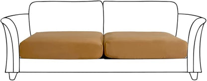 HOOBUY Waterproof Couch Cushion Cover 2Pieces Stretch Sofa Slipcovers Furniture Protector with Elastic Suitable for Loveseat,2 Seater Sofa (2, Camel)