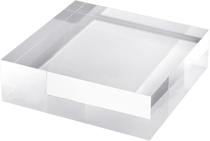 CiaoHER 2in Thickness Solid Acrylic Cube Display Block Clear Polished Pedestal Stand Riser Solid Base 2'' x 5" x 5", 1 Pack