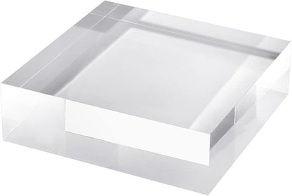 CiaoHER 2in Thickness Solid Acrylic Cube Display Block Clear Polished Pedestal Stand Riser Solid Base 2'' x 5" x 5", 1 Pack