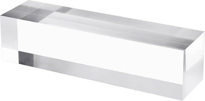 CiaoHER 2in Thickness Solid Acrylic Cube Display Block Clear Polished Pedestal Stand Riser Solid Base 2" x 2" x 8", 1 Pack