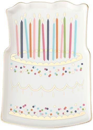 Stephanie Imports Birthday Cake Ceramic Trinket Plate and Decorative Jewelry Dish
