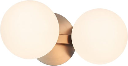 Bathroom Vanity Light Fixtures, Modern 2 Lights Globe Wall Sconce Lighting Brushed Nickel, Porch Wall Mount Light Fixture for Bathroom, Mirror Cabinets Hallway Stairs (Brushed Nickel, 2-Light)
