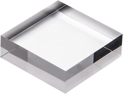 CiaoHER 1in Thickness 3in Square Acrylic Cube Display Block Clear Polished Pedestal Stand Riser Solid Base 3" x 3" x 1", 2 Pack