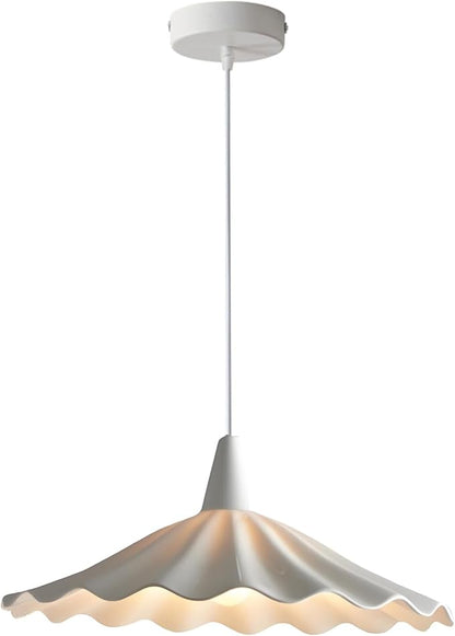 11.8" White Wavy Ceramic Pendant Light Shade,Vintage E26 Metal Loft Bar Ceiling Hanging Lamp Dining Room Bedroom Chandelier for Dining Room Kitchen Island Hallway Entryway