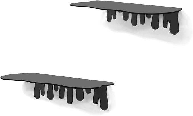 SetGame 2-Pack Acrylic Small Wall Shelves - 12 Inch Floating Shelf for Walls, Home Wall Display Ledges for Storage, Room Décor, Small Album & Items Organizer Display